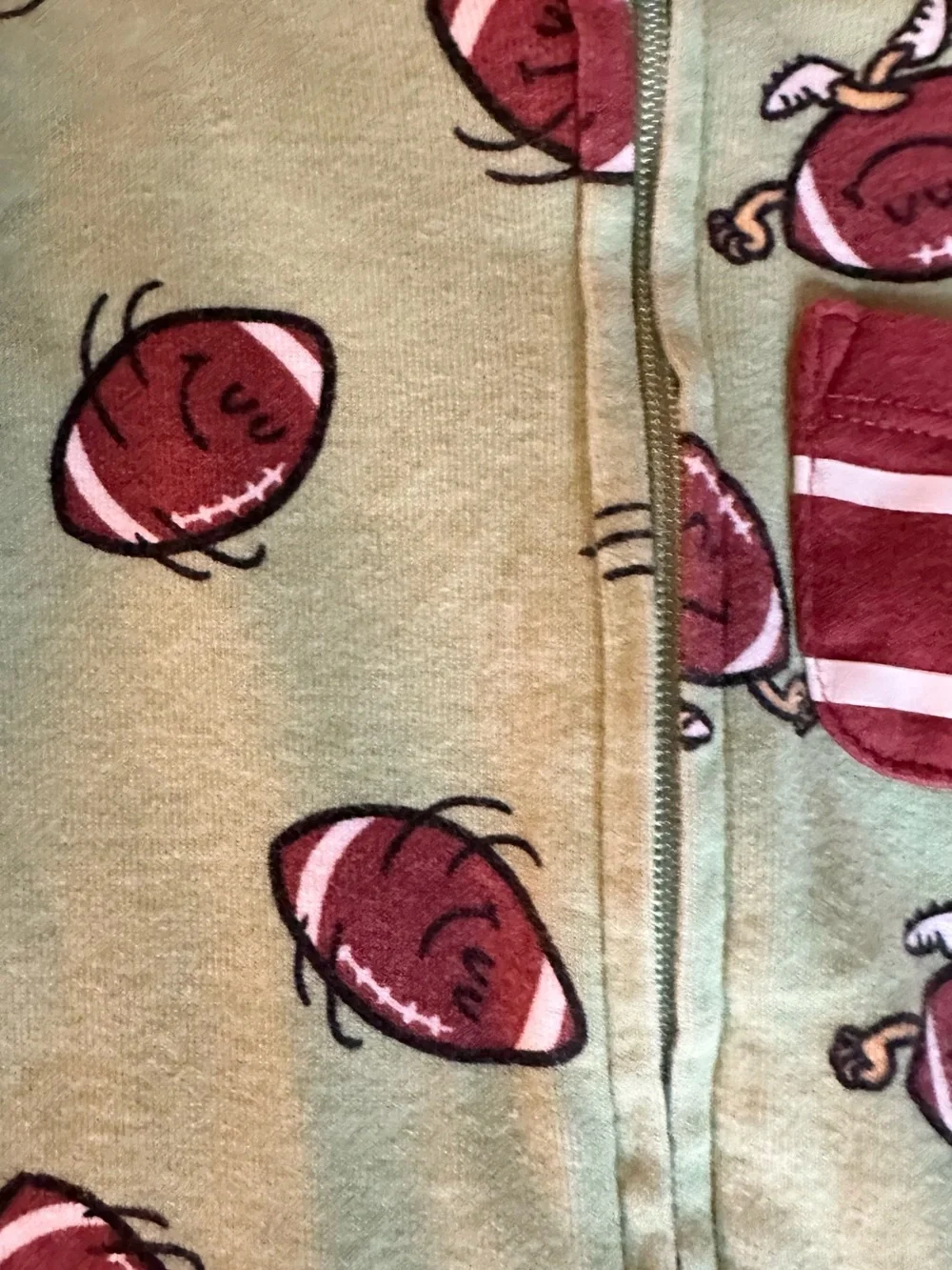 Old Navy Green Football Print Footed One-Piece